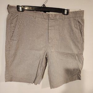 Theory Men's Gray & White Pin Stripe Flat Front Shorts Size 34